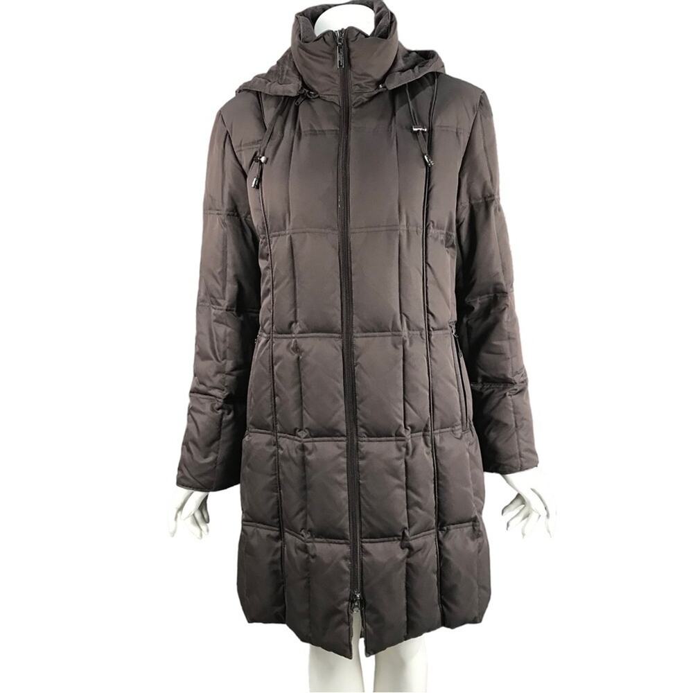 Liz Claiborne Winter Coat Puff Hoodie Brown Womens Size M